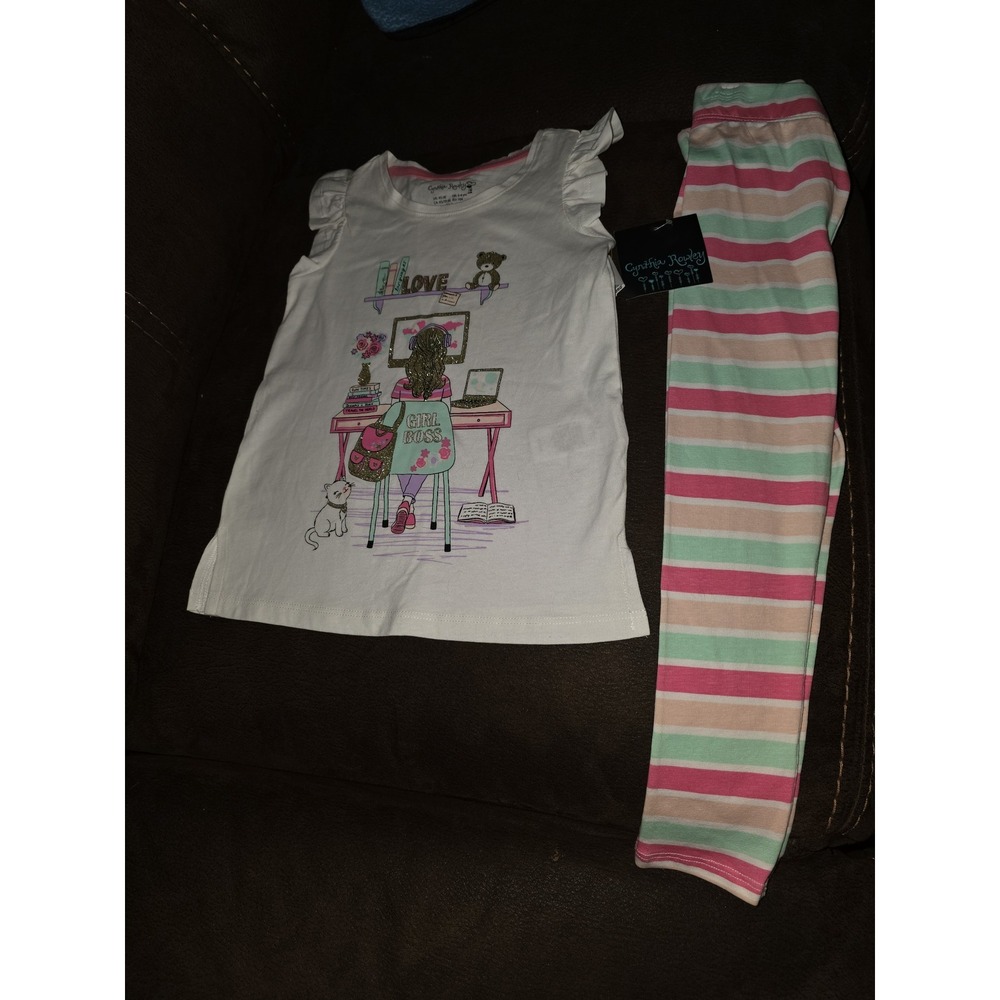 Cynthia‎ rowley girl boss top and striped leggings side 4 nwt